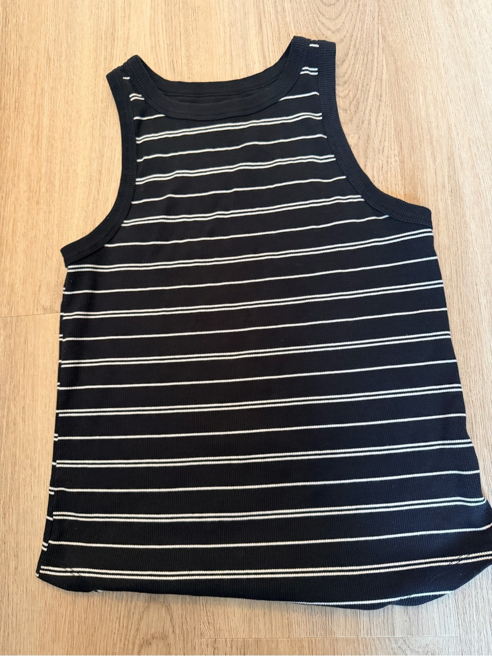 SO Black and White Striped V-Neck Tank